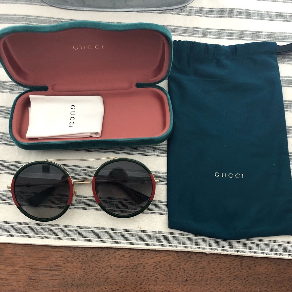 Gucci round frame metal sunglasses